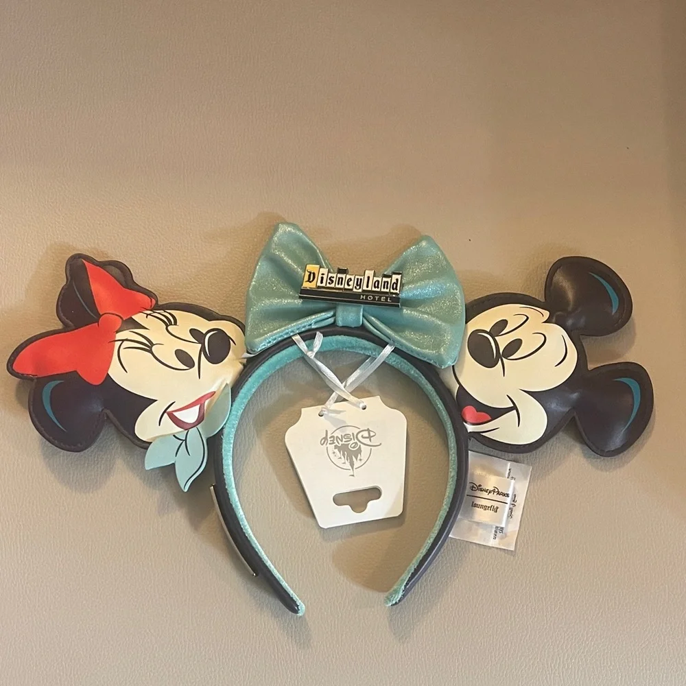 ✨ Disneyland Hotel Minnie & Mickey Ears Headband - Teal Bow